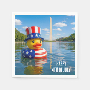 Serviette En Papier Canard du 4 juillet flottant dans le bassin de réf