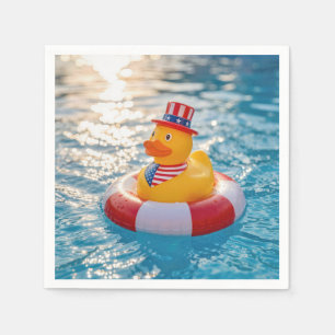 Serviette En Papier Canard en caoutchouc jaune patriotique USA dans un