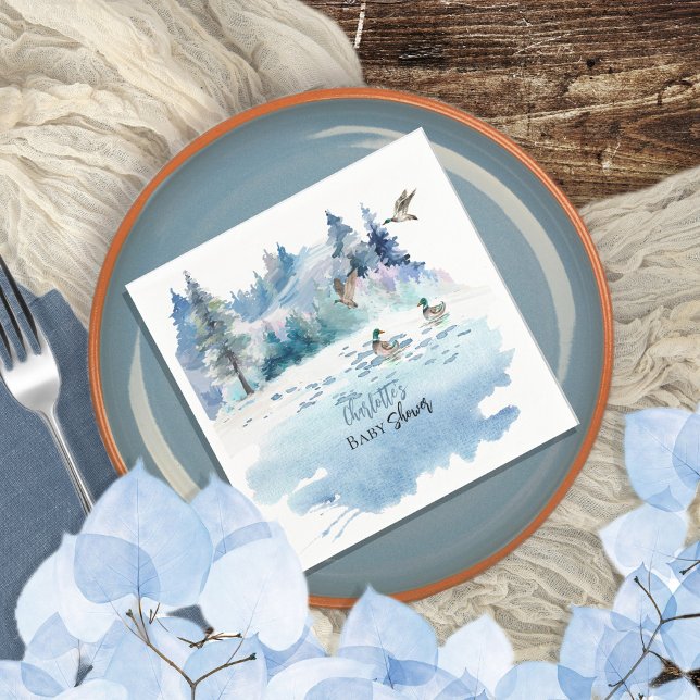 Serviette En Papier Canards Bois Forêt Boy Baby shower (Créateur téléchargé)