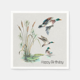 Serviette En Papier Canards et Cattails de Mallard Anniversaire