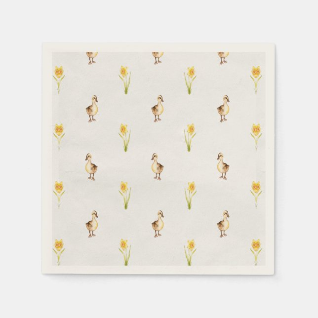 Serviette En Papier Canards et jonquilles au printemps (Devant)