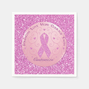 Serviette En Papier Cancer du sein Parties scintillant de ruban rose s