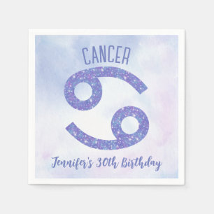 Serviette En Papier Cancer personnalisé mignon Astrologie violette fêt