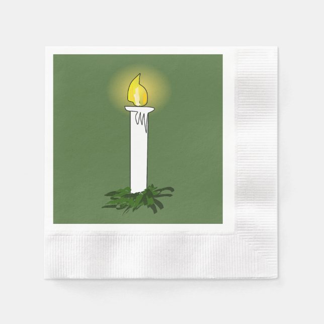 Serviette En Papier Candle vert de l'Avent Cocktails serviettes (Devant)