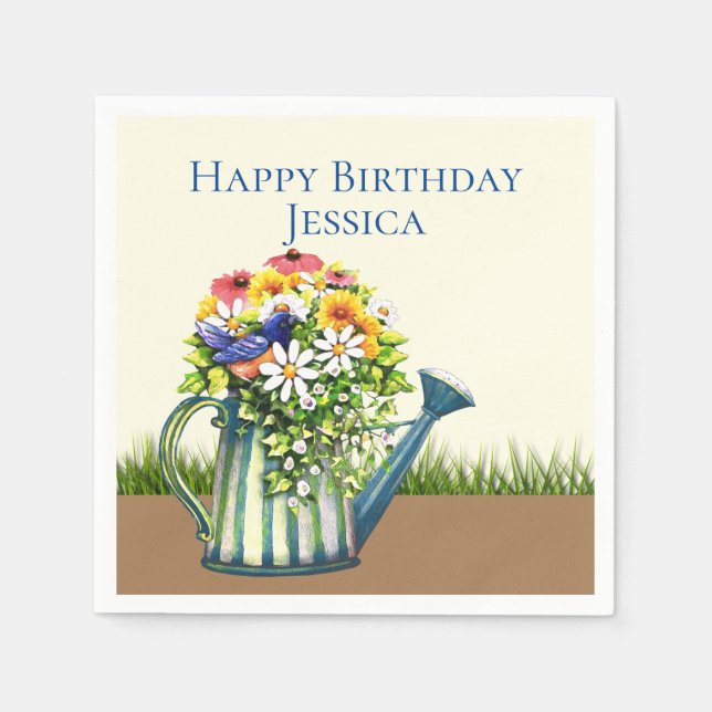 Serviette En Papier Canette d'eau avec Fleurs sauvages (Devant)