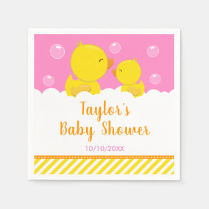Serviette En Papier Caoutchouc jaune et rose Baby shower