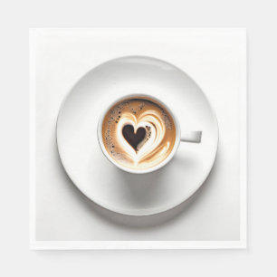 Serviette En Papier Cappuccino Du Coeur En Coupe De Café Blanc