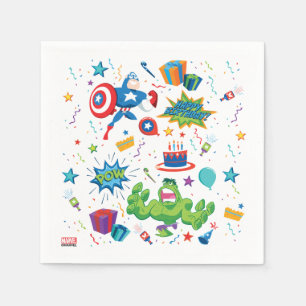 Serviette En Papier Captain America et Hulk fête d'anniversaire