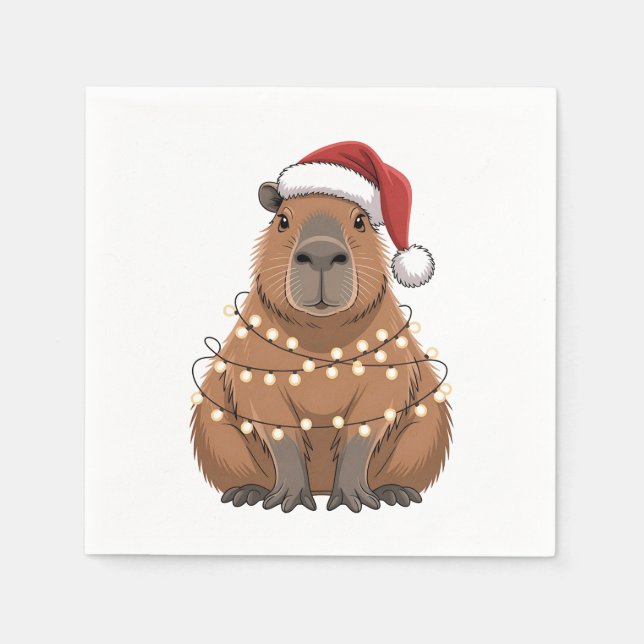 Serviette En Papier Capybara Xmas Correspondant drôle Père Noël (Devant)