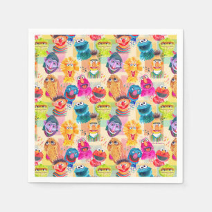 Serviette En Papier Caractères de rue Sésame   Motif coloré