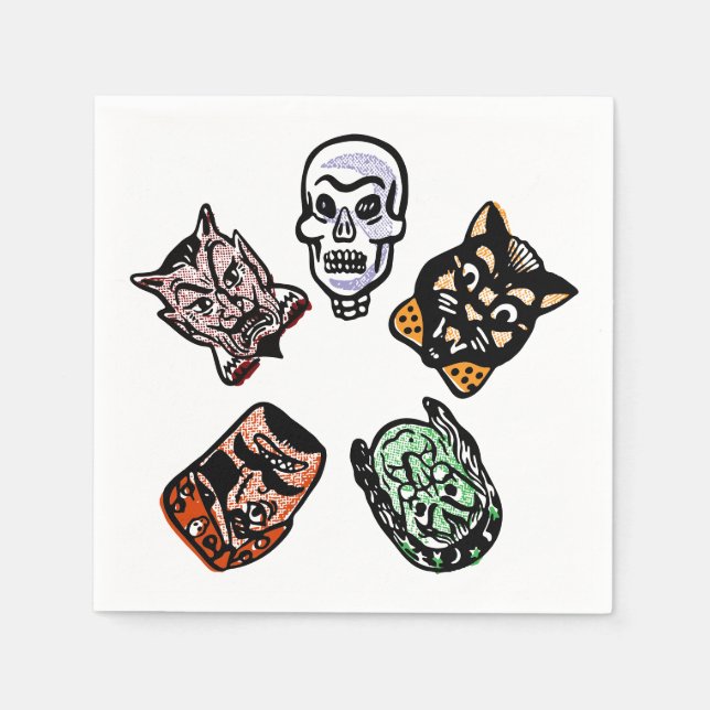 Serviette En Papier Caractères Halloween classiques (Devant)