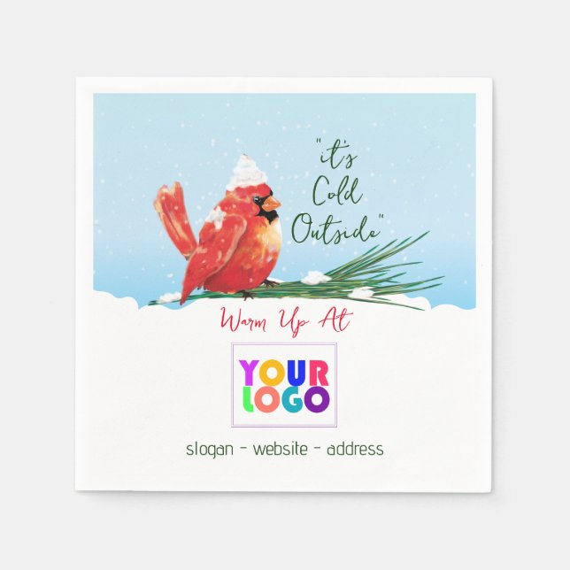 Serviette En Papier Cardinal dans le logo de l'entreprise de neige (Devant)