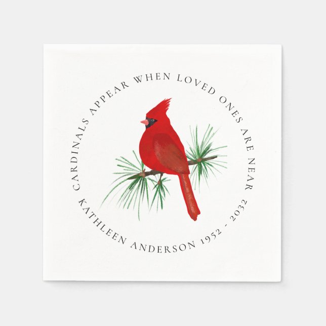 Serviette En Papier Cardinal rouge personnalisé Réveil funéraire (Devant)