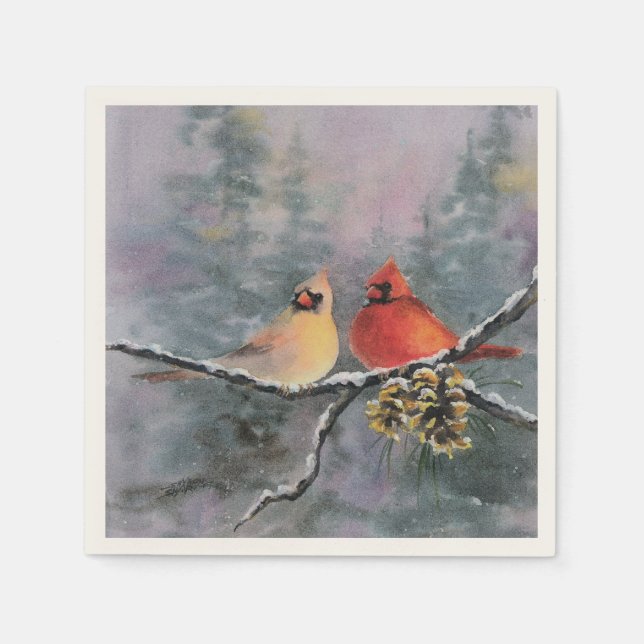 Serviette En Papier CARDINALS & PINE CONES par SHARON SHARPE (Devant)