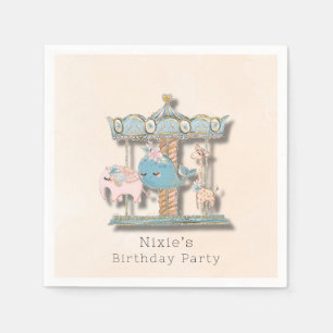 Serviette En Papier Caricature Animaux Carrousel Fête d'anniversaire