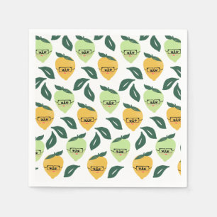 Serviette En Papier Caricature au citron jaune mignon humoristique