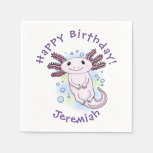 Serviette En Papier Caricature axolotl rose adorable