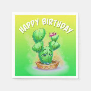 Serviette En Papier Caricature d'anniversaire Cactus serviettes