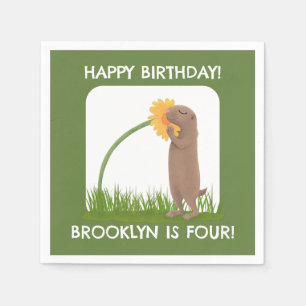 Serviette En Papier Caricature d'anniversaire personnalisée pour chien