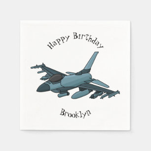 Serviette En Papier Caricature d'avion de chasse militaire