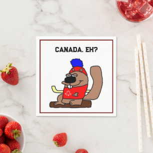 Serviette En Papier Caricature de castor de hockey en Chemise Feuille 