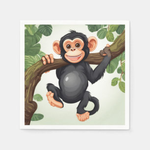 Serviette En Papier Caricature de chimpanzé fou mignon
