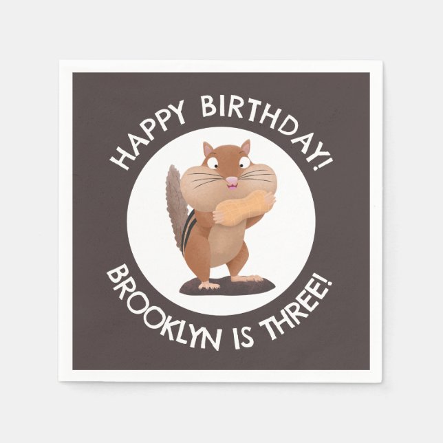 Serviette En Papier Caricature de chipmunk très drôle, anniversaire pe (Devant)