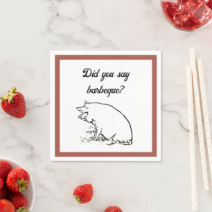 Serviette En Papier Caricature de cochon de Perky mignon, croquis d'en