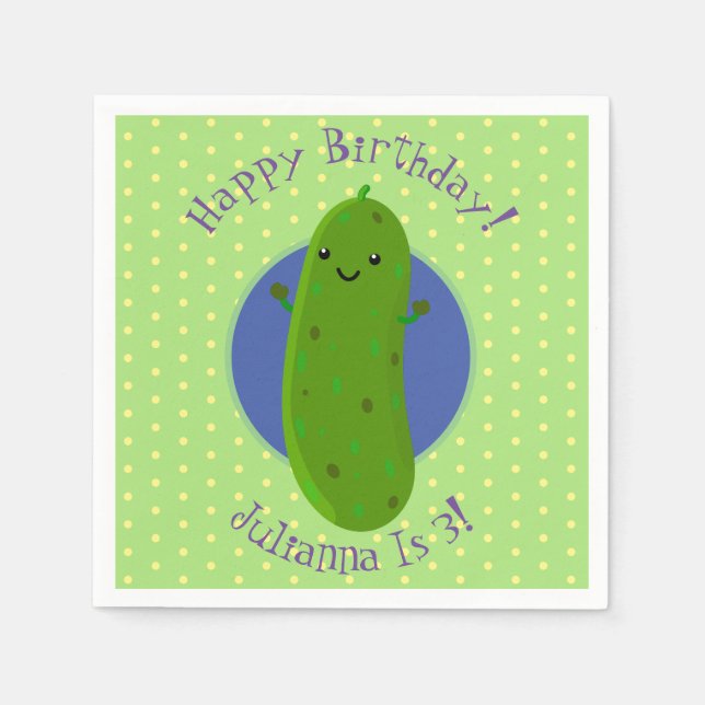 Serviette En Papier Caricature de concombre vert mou (Devant)
