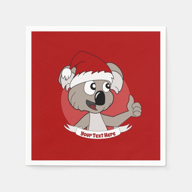 Serviette En Papier Caricature de koala de Noël (Devant)
