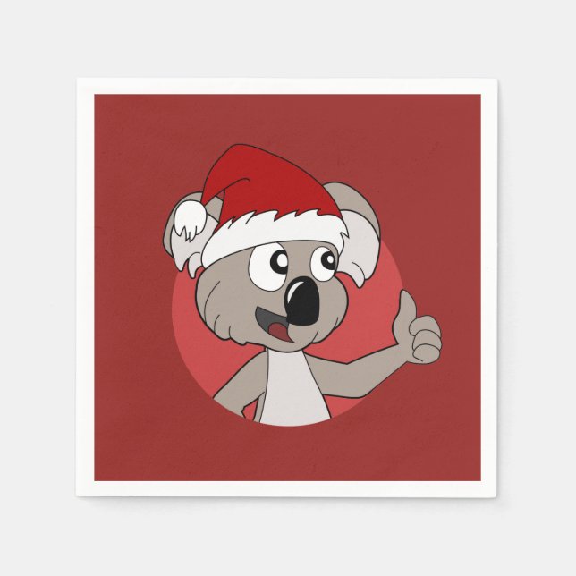 Serviette En Papier Caricature de koala de Noël (Devant)