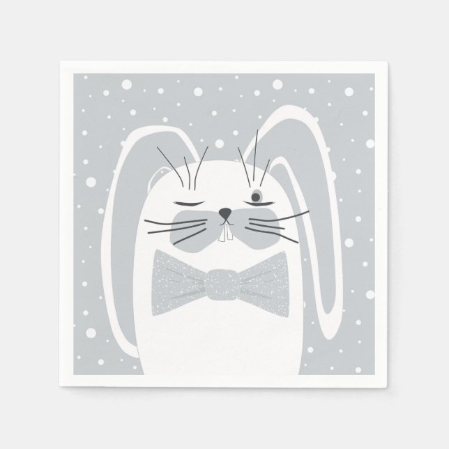 Serviette En Papier Caricature de lapin, symbole 2023. (Devant)