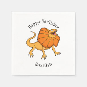 Serviette En Papier Caricature de lézard à col frisé orange