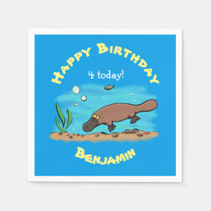 Serviette En Papier Caricature de natation de Cute platypus