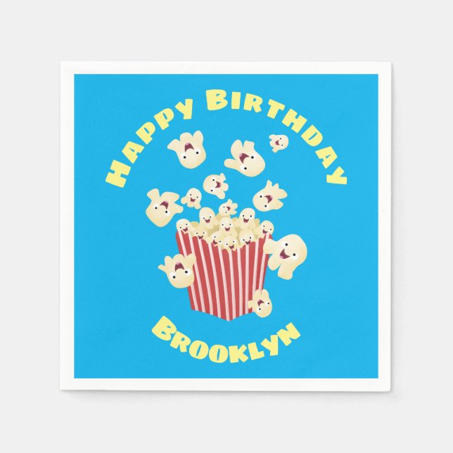 Serviette En Papier Caricature de pop-corn drôles (Devant)