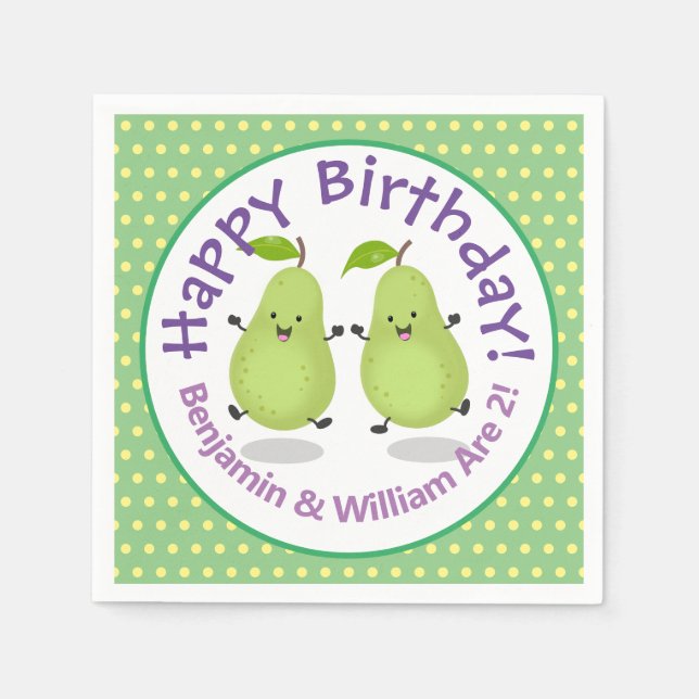 Serviette En Papier Caricature des jumeaux de poires jolies (Devant)