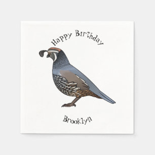 Serviette En Papier Caricature d'oiseau de caille de Californie