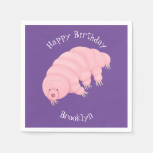 Serviette En Papier Caricature d'ours d'eau tardigrade rose mignon