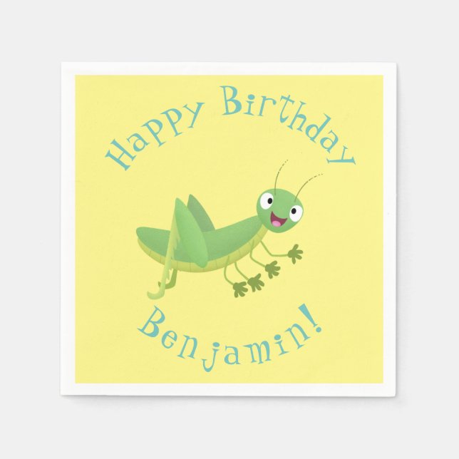 Serviette En Papier Caricature d'une pâtisserie joyeux verte (Devant)