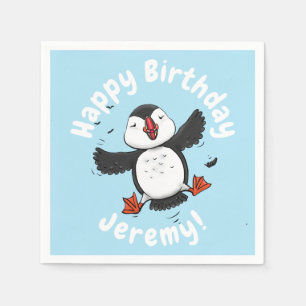 Serviette En Papier Caricature en bleu bouffin joyeux