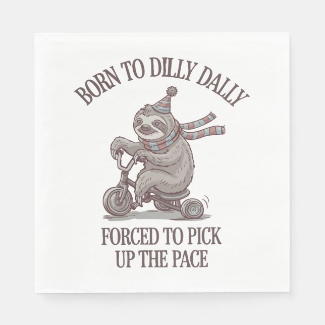 Serviette En Papier Caricature moto Lazy Sloth Retro (Devant)