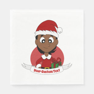 Serviette En Papier Caricature personnalisée pour fille de Noël