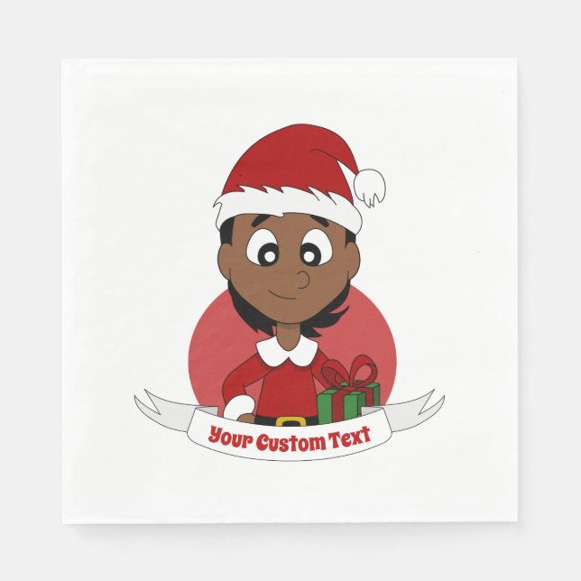Serviette En Papier Caricature personnalisée pour fille de Noël (Devant)