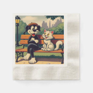 Serviette En Papier Caricature vintage pour chien/chat