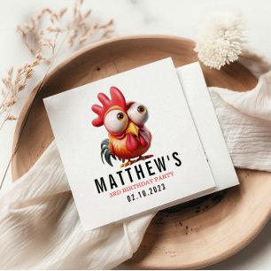 Serviette En Papier Caricatures du coq mignonne 3ème anniversaire