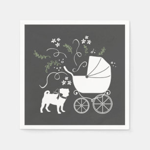 Serviette En Papier Carlin Chien Baby shower Gris Chiot Chien Neutre G