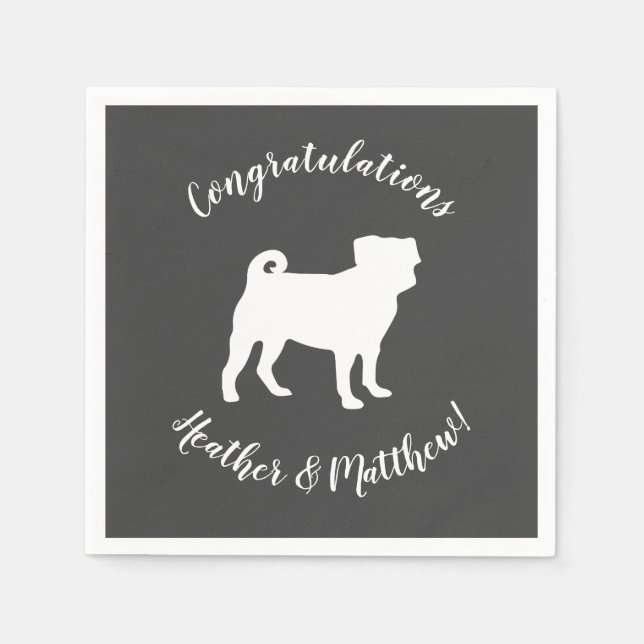Serviette En Papier Carlin Chien Baby shower Thème Chien Chiot Neutre  (Devant)