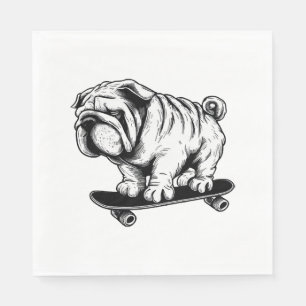 Serviette En Papier Carlin chien skateboarder dessin de rue