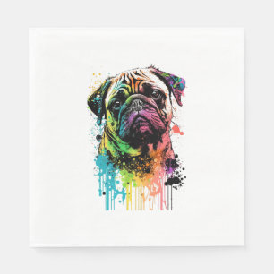 Serviette En Papier Carlin coloré Pop Art Papa Maman Amoureux des chie