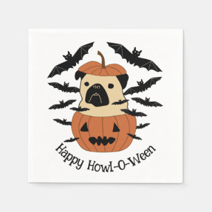 Serviette En Papier Carlin Howl-O-Ween dans un Jack-O-Lantern avec cha